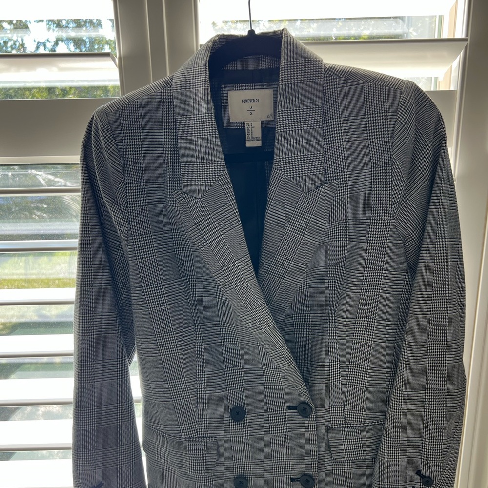 Forever 21 Black and White Checkered Blazer